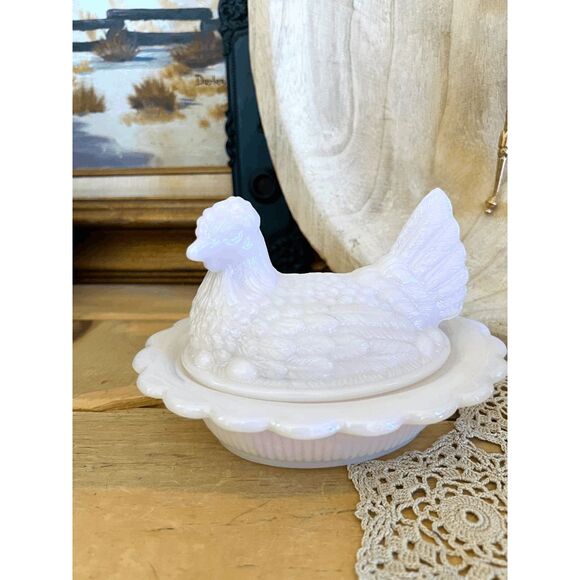 Vintage Mosser Glass Tuscan (Pink) Hen on Nest Dish – USA Made - Picture 5 of 5